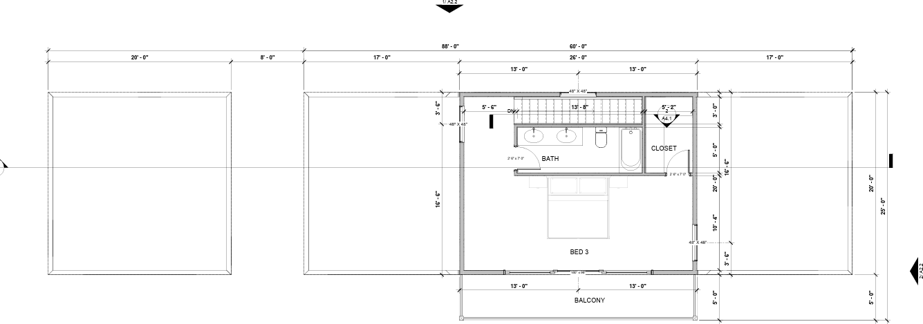 Four-bedroom villa upper level architectural floor plan