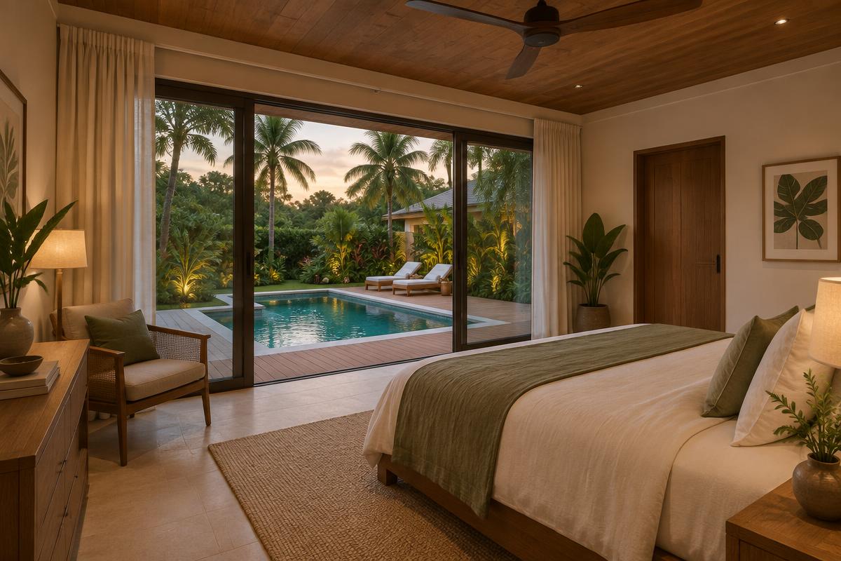 Master bedroom opening to the pool terrace