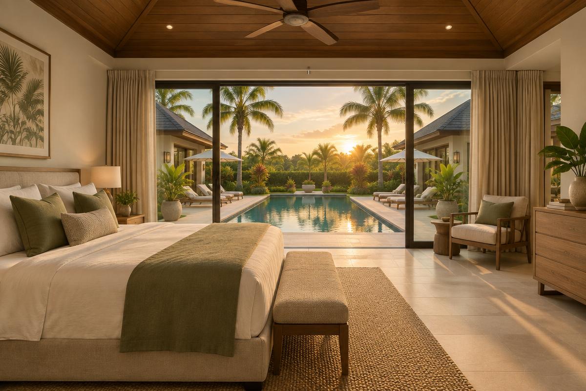 Master bedroom opening to the pool terrace